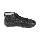 Spider web pattern Black background white cobweb Women's High Top Canvas Shoes Black