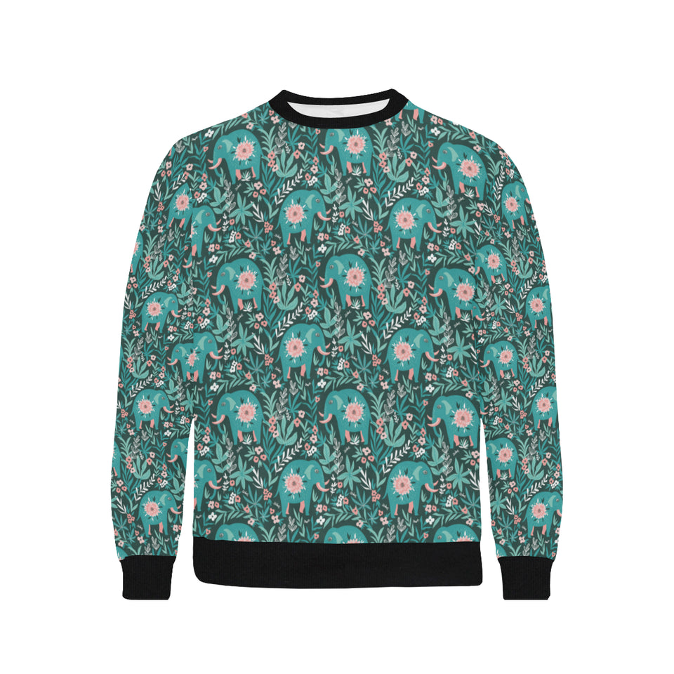 Elephants jungle pattern Men's Crew Neck Sweatshirt