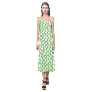 Hop pattern background V-Neck Open Fork Long Dress