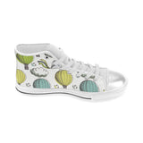 Hot Air Balloon Bird Cloud Pattern Women's High Top Canvas Shoes White