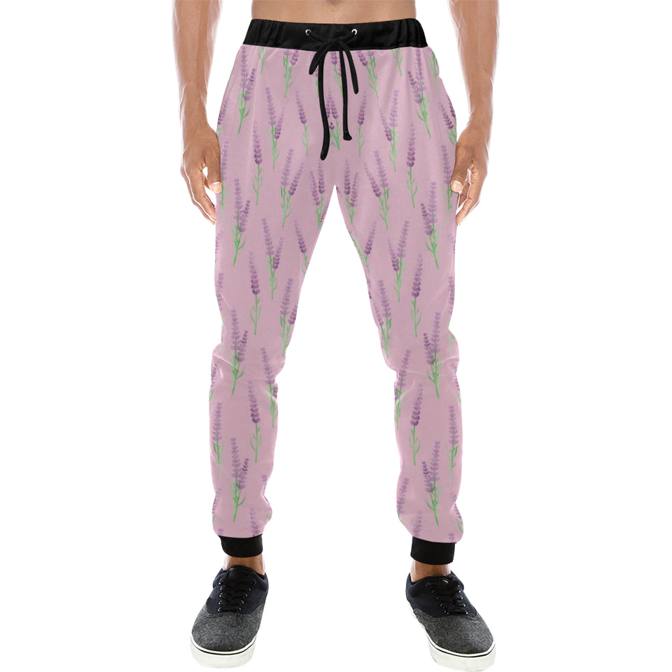 Lavender pattern pink background Unisex Casual Sweatpants