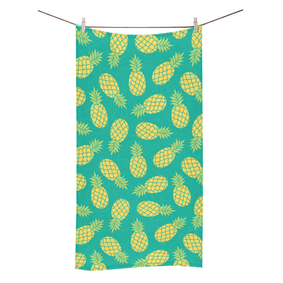 Pineapples pattern green background Bath Towel