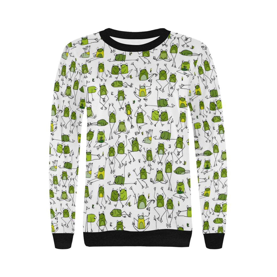 Sketch funny frog pattern Women's Crew Neck Sweatshirt