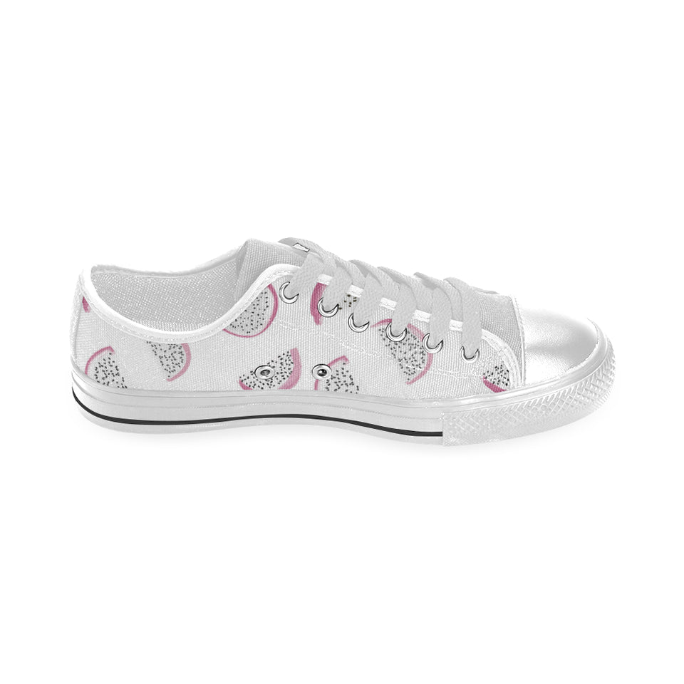 dragon fruit pattern Men's Low Top Shoes White