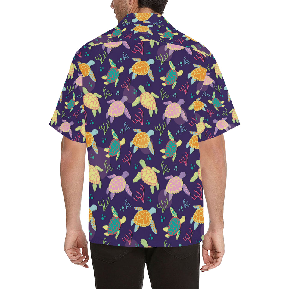Colorful sea turtle pattern Men's All Over Print Hawaiian Shirt