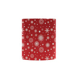 Snowflake pattern red background Morphing Mug Heat Changing Mug