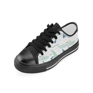 Crocodile diver pattern Kids' Boys' Girls' Low Top Canvas Shoes Black