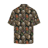 Skull rose humming bird flower pattern Men's All Over Print Hawaiian Shirt