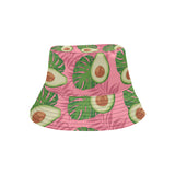 Avocado slices leaves pink back ground Unisex Bucket Hat