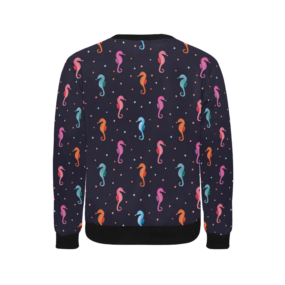 Watercolor colorful seahorse pattern Men's Crew Neck Sweatshirt