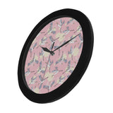 Japanese crane rose pattern Elegant Black Wall Clock