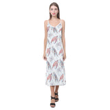 Watercolor sea turtle jellyfish pattern V-Neck Open Fork Long Dress
