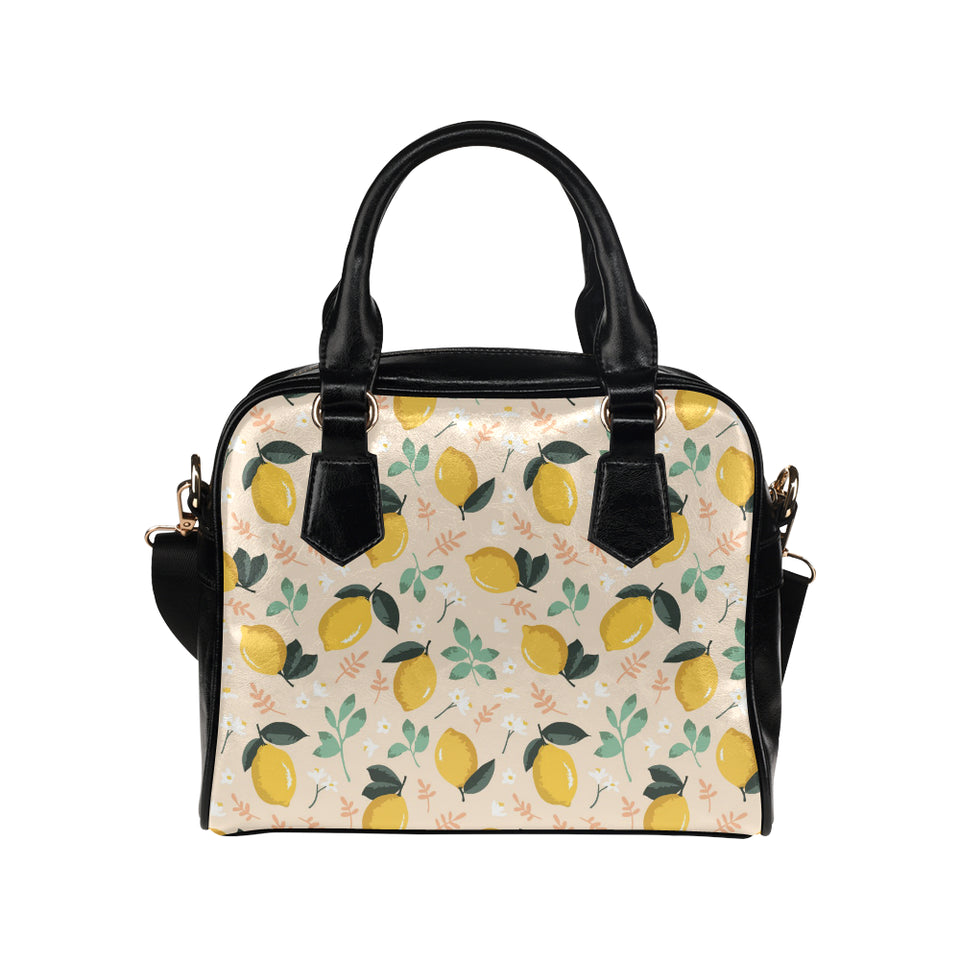 lemon flower leave pattern Shoulder Handbag