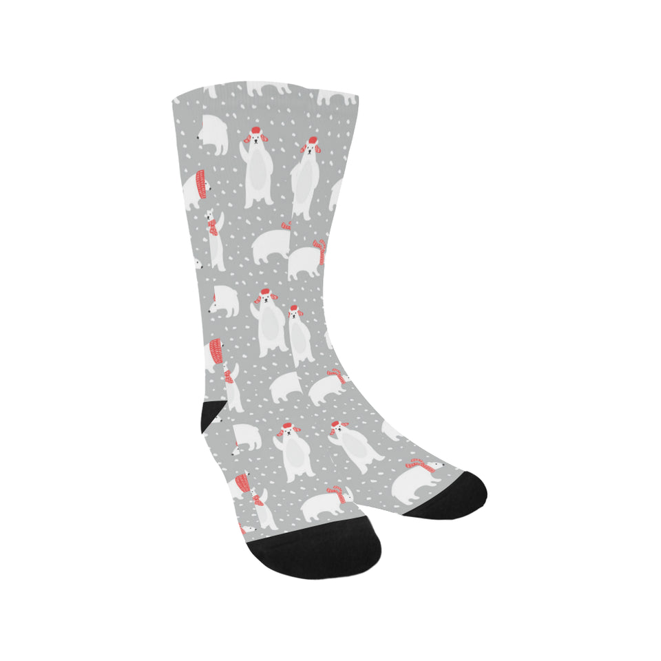 Cute polar bear christmas snow pattern Crew Socks