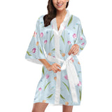 Watercolor Tulips pattern Women's Short Kimono Robe