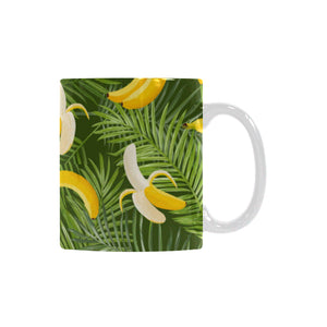Banana Palm Leaves pattern Classical White Mug (Fulfilled In US)