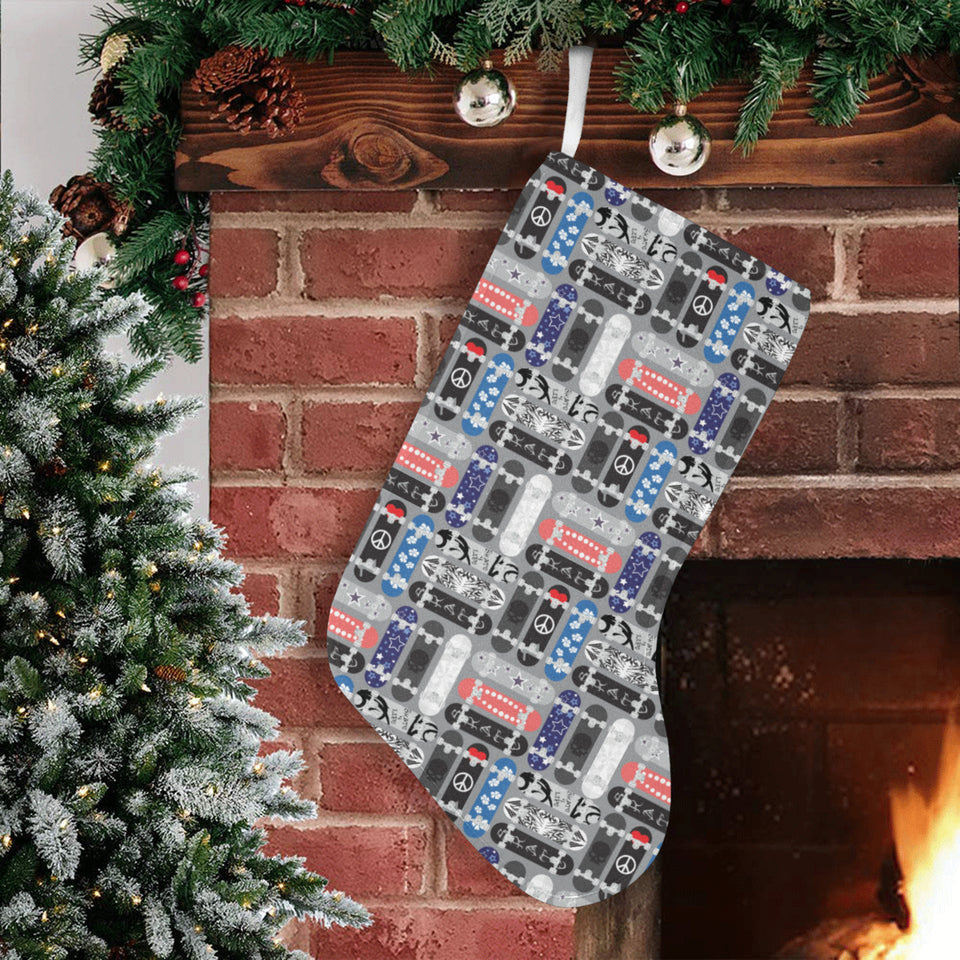 Skate Board Pattern Print Design 04 Christmas Stocking