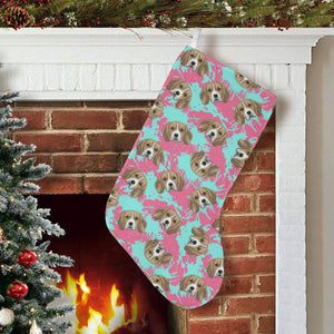 Beagle muzzles turquoise paint splashes pink patte Christmas Stocking