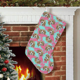 Beagle muzzles turquoise paint splashes pink patte Christmas Stocking
