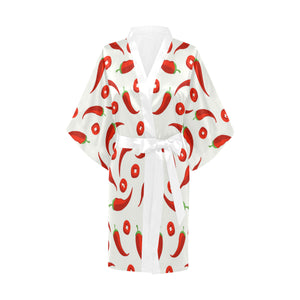 Chili pattern Women's Short Kimono Robe