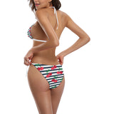 Hand drawn cherry pattern striped background Sexy Bikinis Two-Piece Swimsuits
