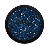 Night sky star pattern Elegant Black Wall Clock