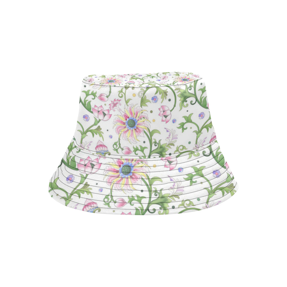 Beautiful pink lotus waterlily leaves pattern Unisex Bucket Hat