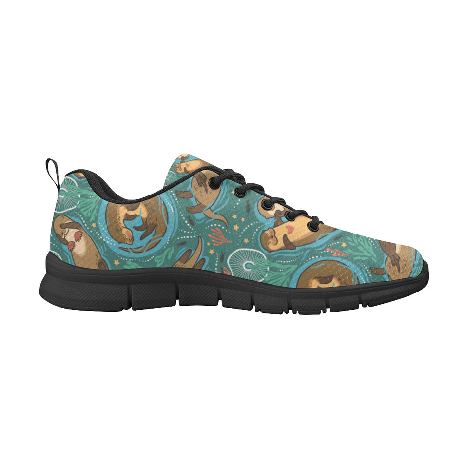 cute brown sea otters ornamental seaweed corals gr Women's Sneaker Shoes