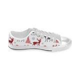 Deer tree snowflakes chrismas pattern Men's Low Top Canvas Shoes White