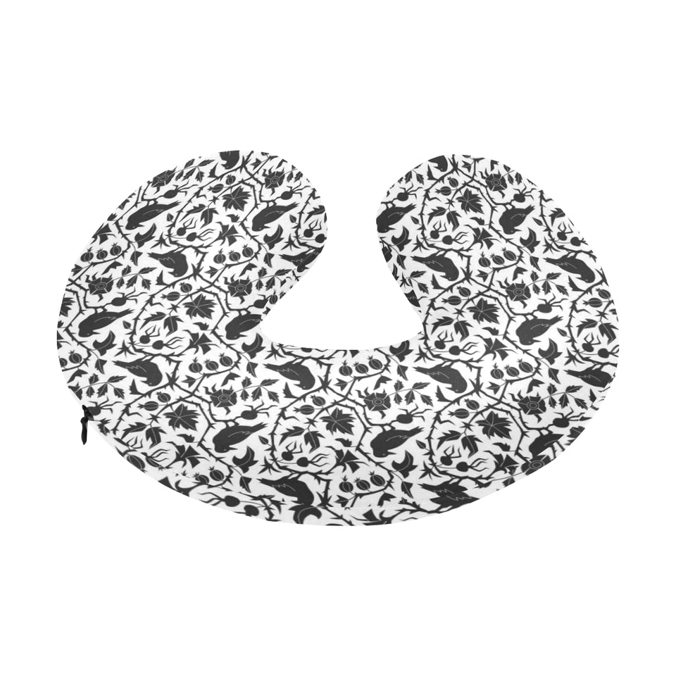 Crow dark floral pattern U-Shaped Travel Neck Pillow
