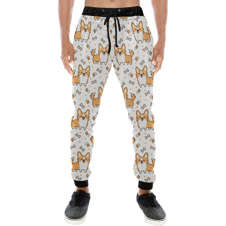 Cute corgi heart star bone pattern Unisex Casual Sweatpants