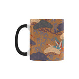 Bonsai bamboo stork japanese pattern brown theme Morphing Mug Heat Changing Mug