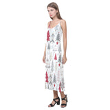 Cute Christmas tree pattern V-Neck Open Fork Long Dress
