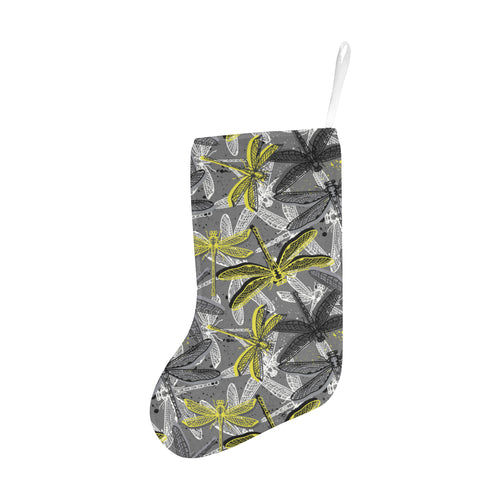 Hand drawn dragonfly pattern Christmas Stocking