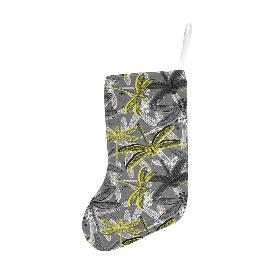 Hand drawn dragonfly pattern Christmas Stocking