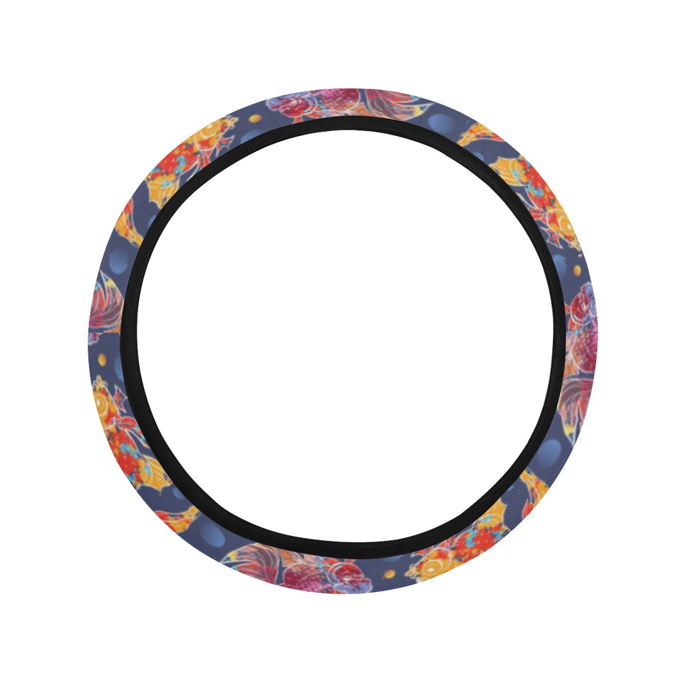 Goldfish Pattern Print Design 05 Car Steering Wheel Cover