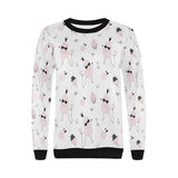 Poodle dog rose cake pattern Women's Crew Neck Sweatshirt