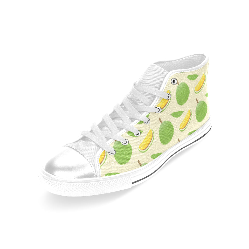 Durian pattern Women's High Top Canvas Shoes White