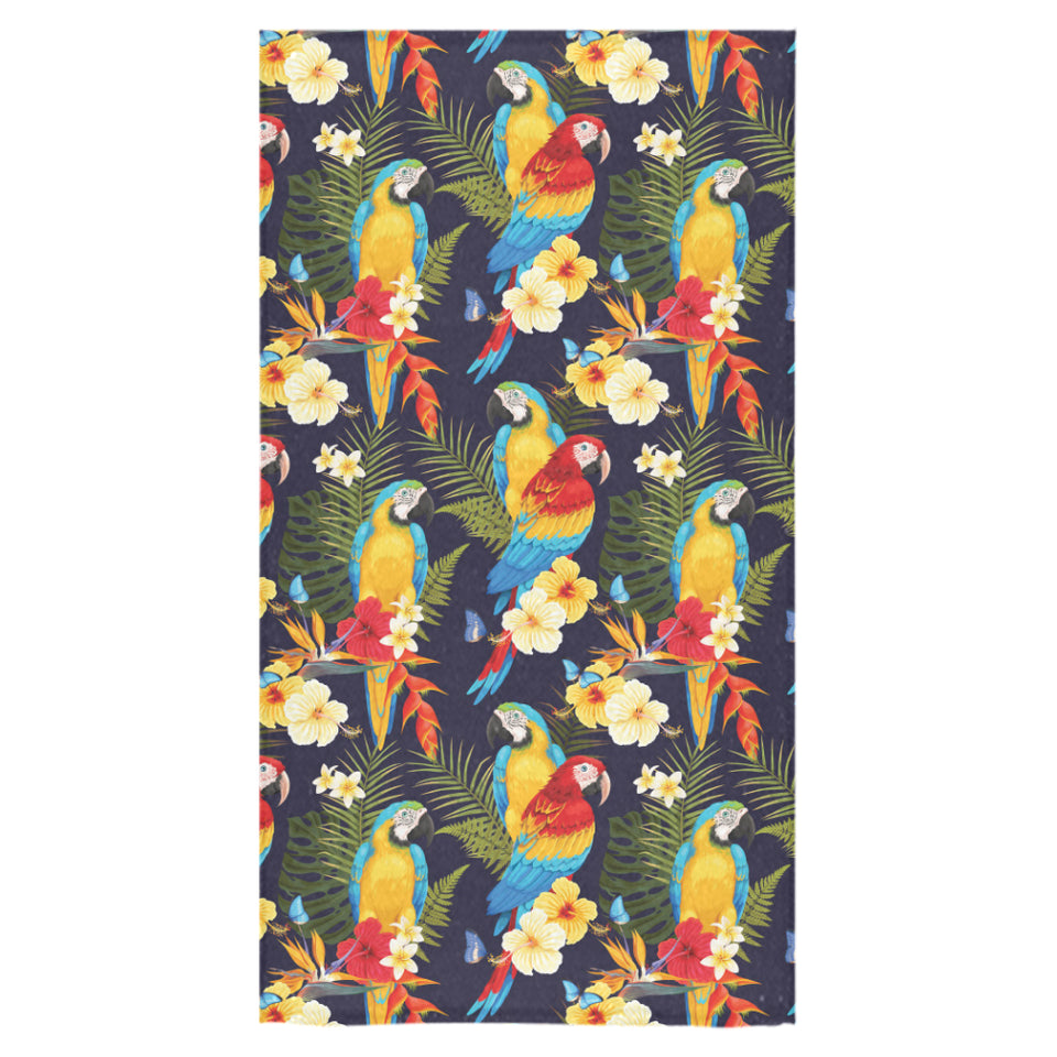 Colorful parrot flower pattern Bath Towel