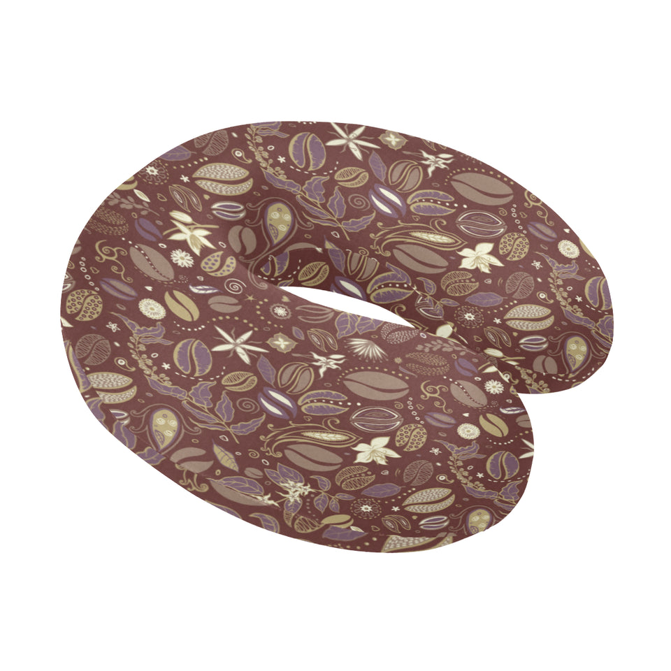 Coffee bean flower pattern U-Shaped Travel Neck Pillow