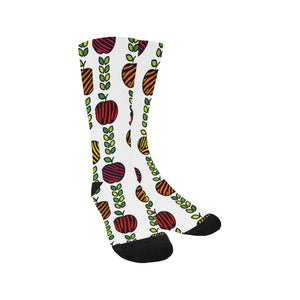 colorful apples leave zebra stripe Crew Socks