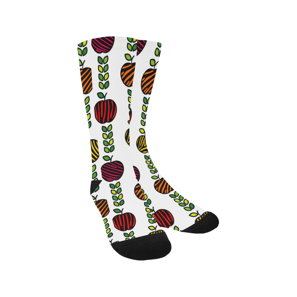 colorful apples leave zebra stripe Crew Socks