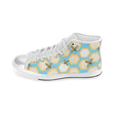 Bee honeycomb pattern Women's High Top Canvas Shoes White