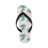 Pink lotus waterlily leaves pattern Unisex Flip Flops