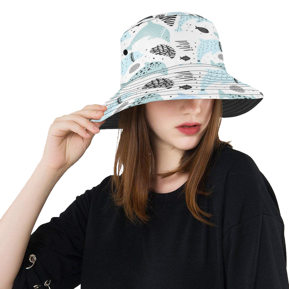 Cute dolphins Childish Style pattern Unisex Bucket Hat