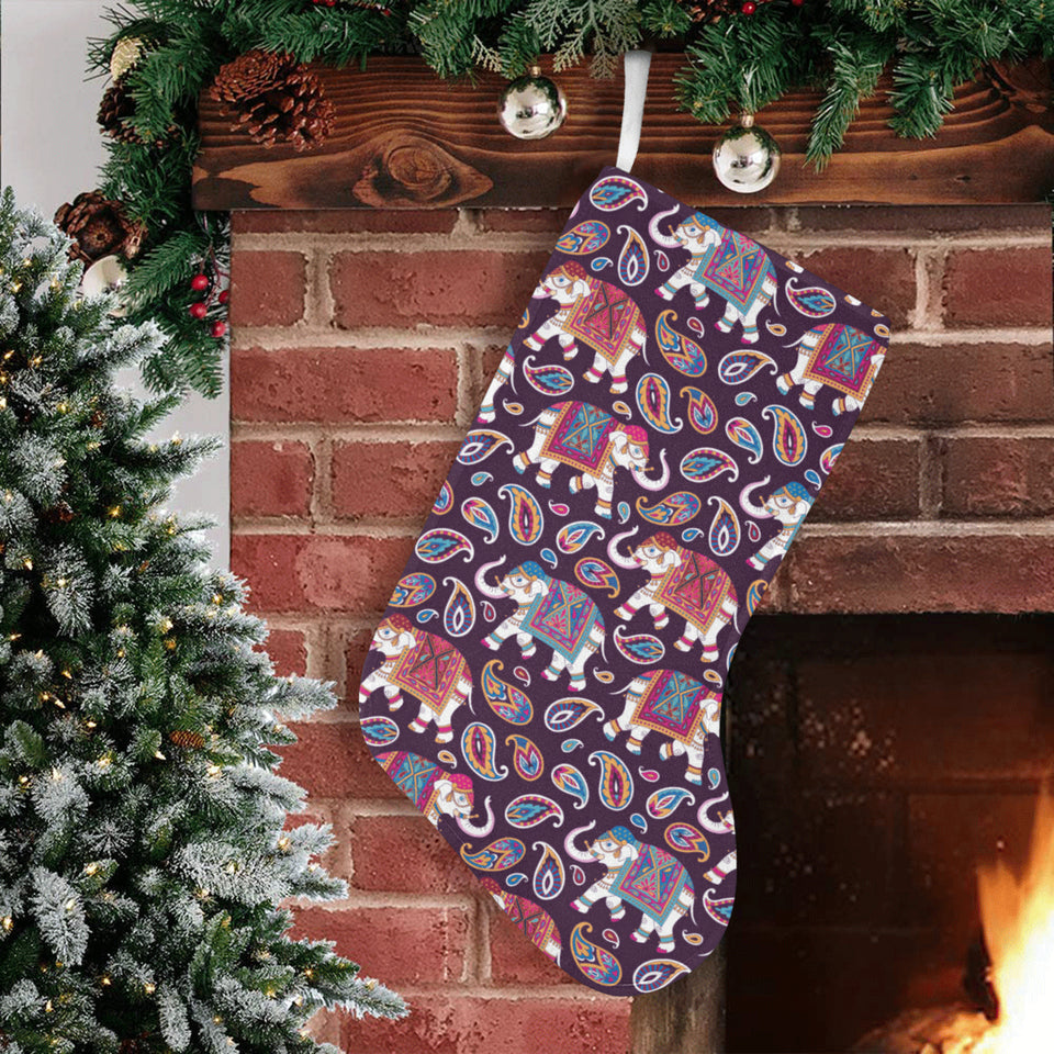 Elephant indian style ornament pattern Christmas Stocking