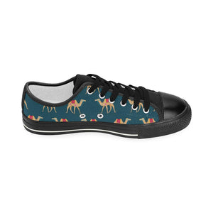 Camel pattern blue blackground Kids' Boys' Girls' Low Top Canvas Shoes Black
