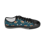 Camel pattern blue blackground Kids' Boys' Girls' Low Top Canvas Shoes Black