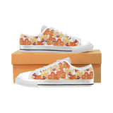 Orange yellow orchid flower pattern background Men's Low Top Canvas Shoes White