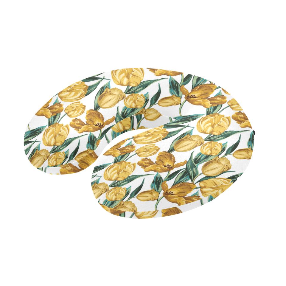 yellow tulips pattern U-Shaped Travel Neck Pillow